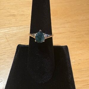 Elegant Teardrop Green Stone Ring